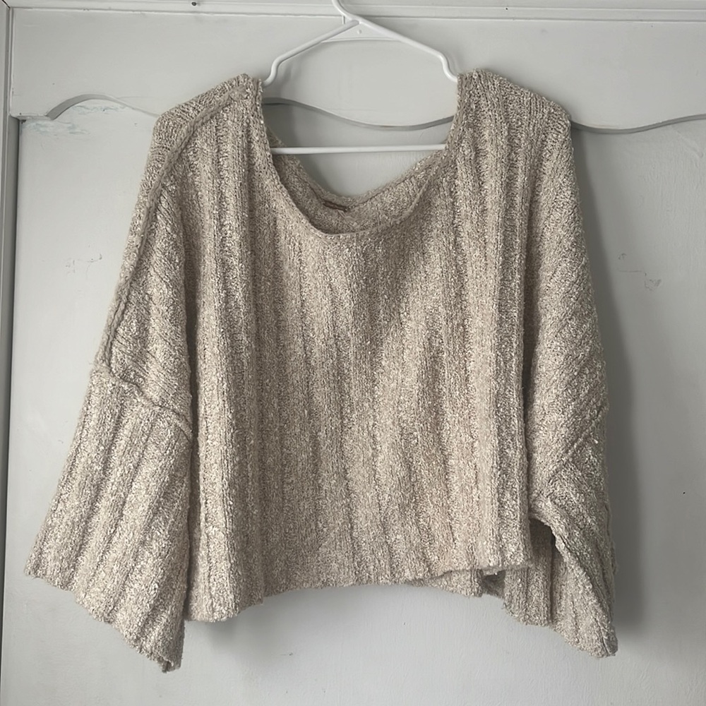 Free People cropped shirt sleeved sweater